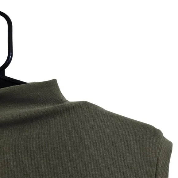 OGL Move Mockneck Tucks Slim Fit Midi Length Dress Ruched Olive Green Size M NEW - Picture 10 of 16